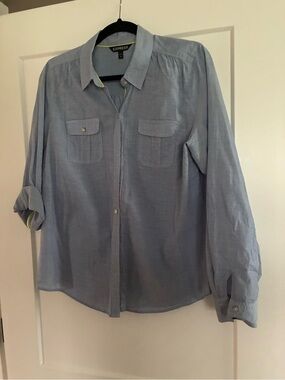 Express Light Blue Button-Up Blouse